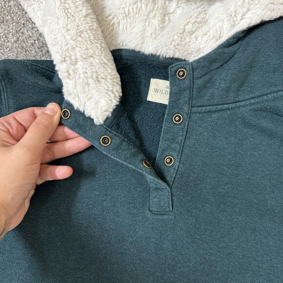 Wild Rye Hoodie Womens 4 Green Sherpa Lined Hood Snap Placket Thumbholes Casual - Picture 6 of 12